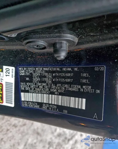 2020 Toyota Sienna Xle z USA, uszkodzony, nr VIN 5TDYZ3DC3LS066347
